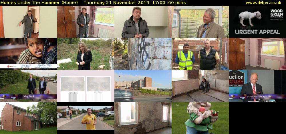 Homes Under the Hammer (Home) Thursday 21 November 2019 17:00 - 18:00