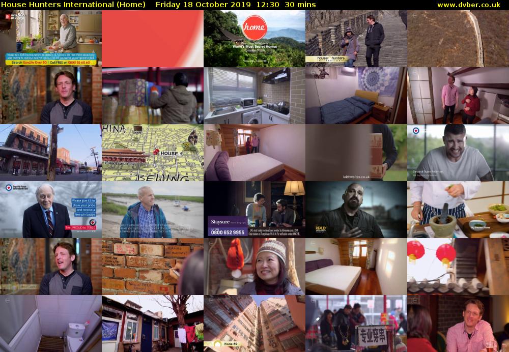House Hunters International (Home) Friday 18 October 2019 12:30 - 13:00
