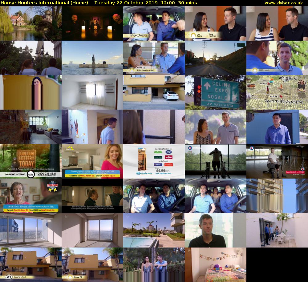 House Hunters International (Home) Tuesday 22 October 2019 12:00 - 12:30