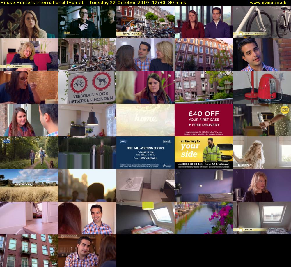 House Hunters International (Home) Tuesday 22 October 2019 12:30 - 13:00