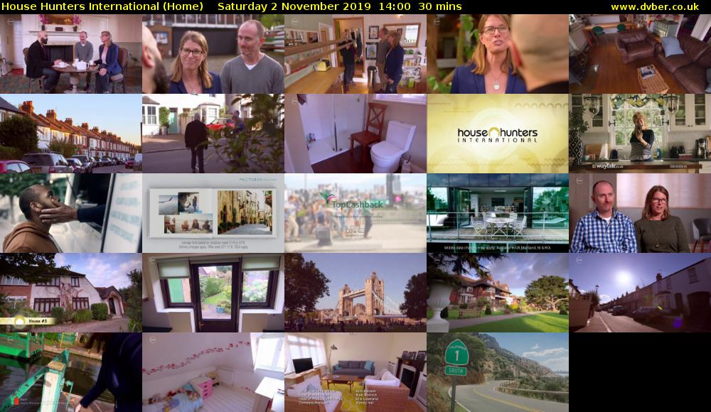 House Hunters International (Home) Saturday 2 November 2019 14:00 - 14:30