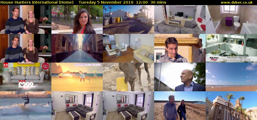 House Hunters International (Home) Tuesday 5 November 2019 12:00 - 12:30