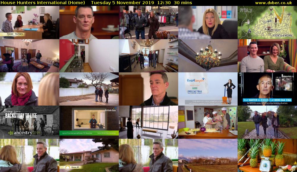 House Hunters International (Home) Tuesday 5 November 2019 12:30 - 13:00
