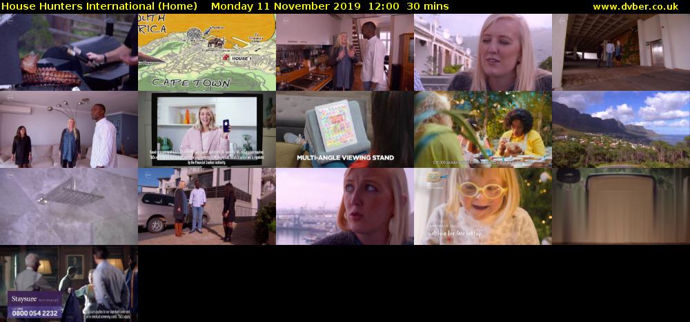 House Hunters International (Home) Monday 11 November 2019 12:00 - 12:30