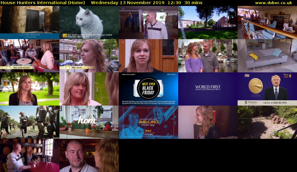 House Hunters International (Home) Wednesday 13 November 2019 12:30 - 13:00