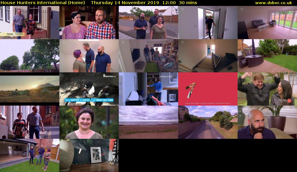 House Hunters International (Home) Thursday 14 November 2019 12:00 - 12:30