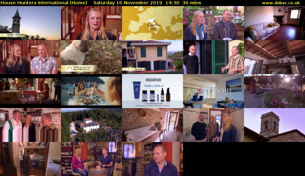 House Hunters International (Home) Saturday 16 November 2019 14:30 - 15:00