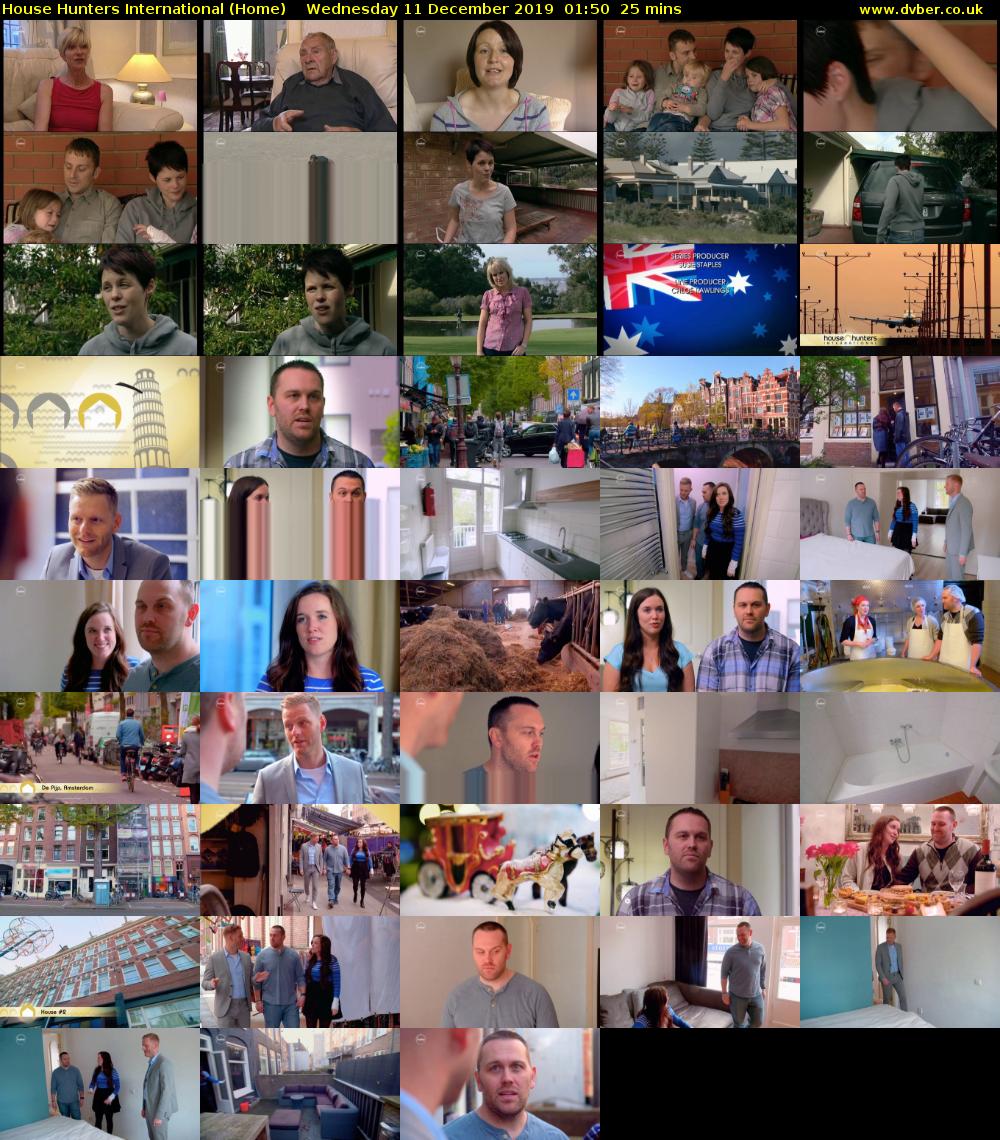 House Hunters International (Home) Wednesday 11 December 2019 01:50 - 02:15