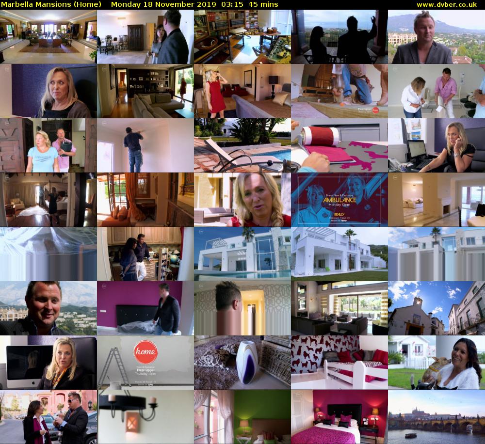 Marbella Mansions (Home) Monday 18 November 2019 03:15 - 04:00