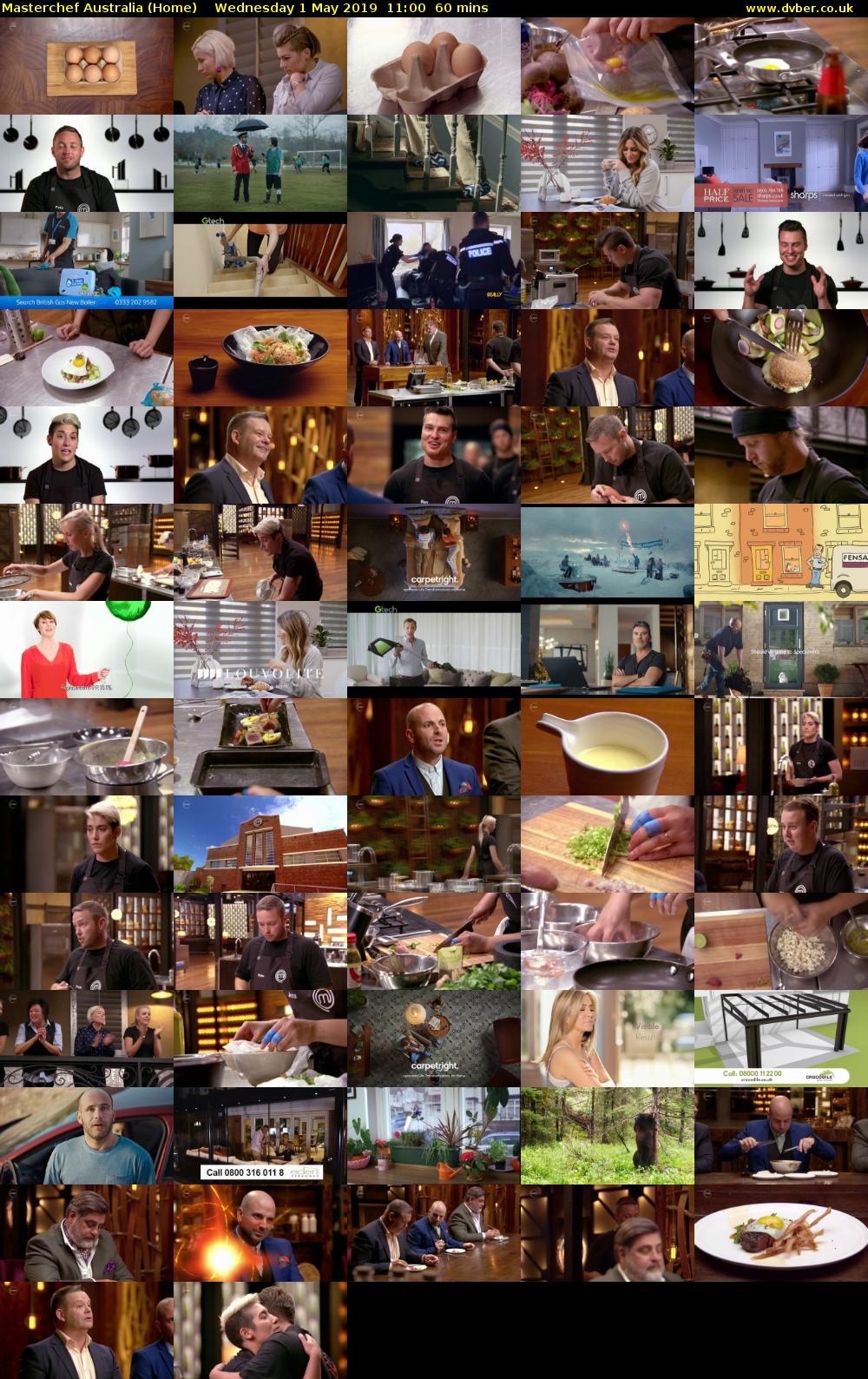 MasterChef Australia (Home) Wednesday 1 May 2019 11:00 - 12:00