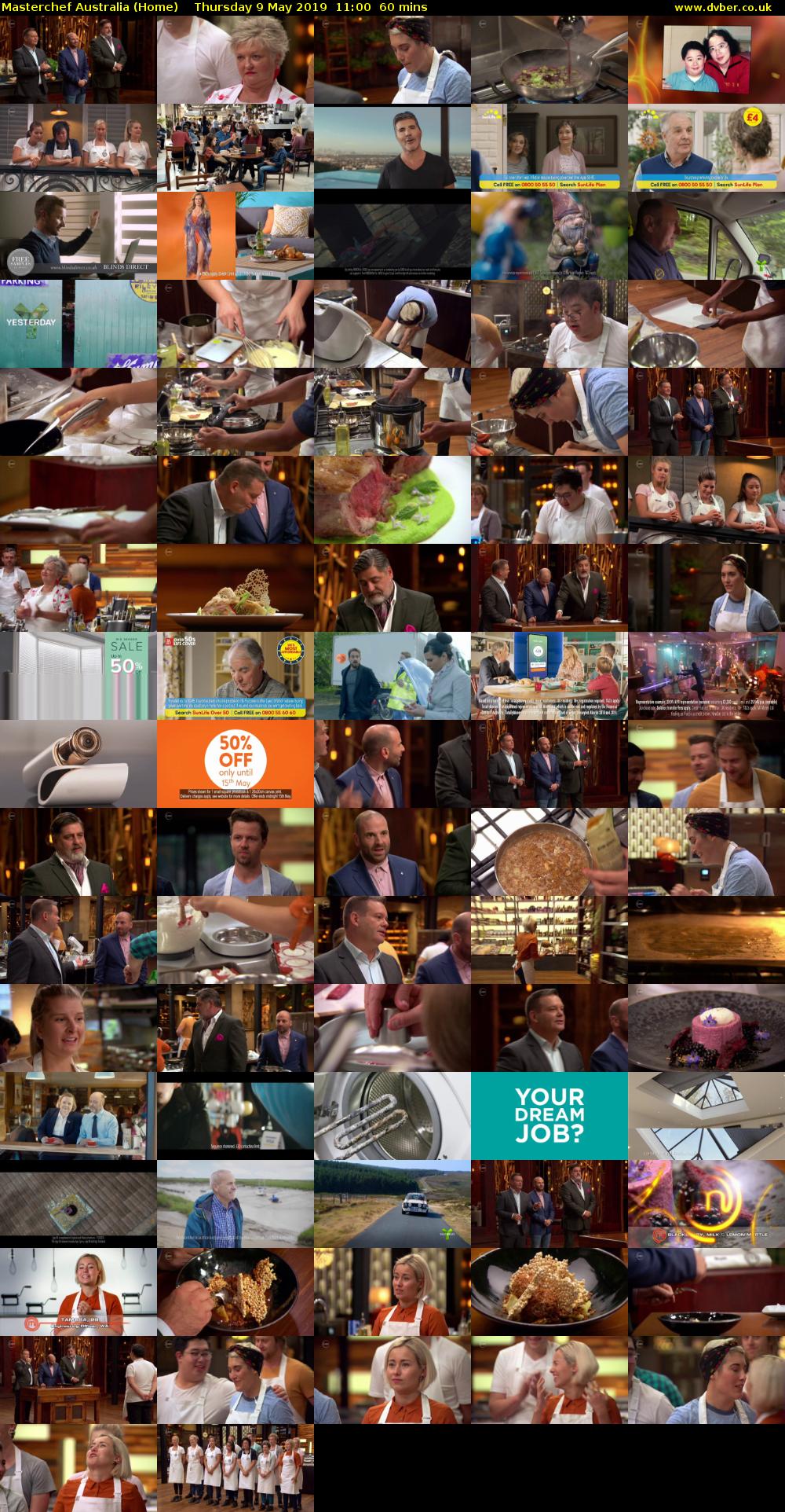 MasterChef Australia (Home) Thursday 9 May 2019 11:00 - 12:00