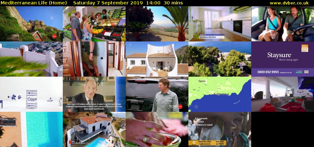 Mediterranean Life (Home) Saturday 7 September 2019 14:00 - 14:30