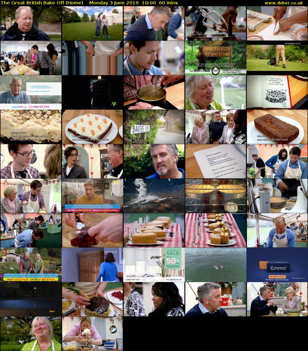The Great British Bake Off (Home) Monday 3 June 2019 10:00 - 11:00