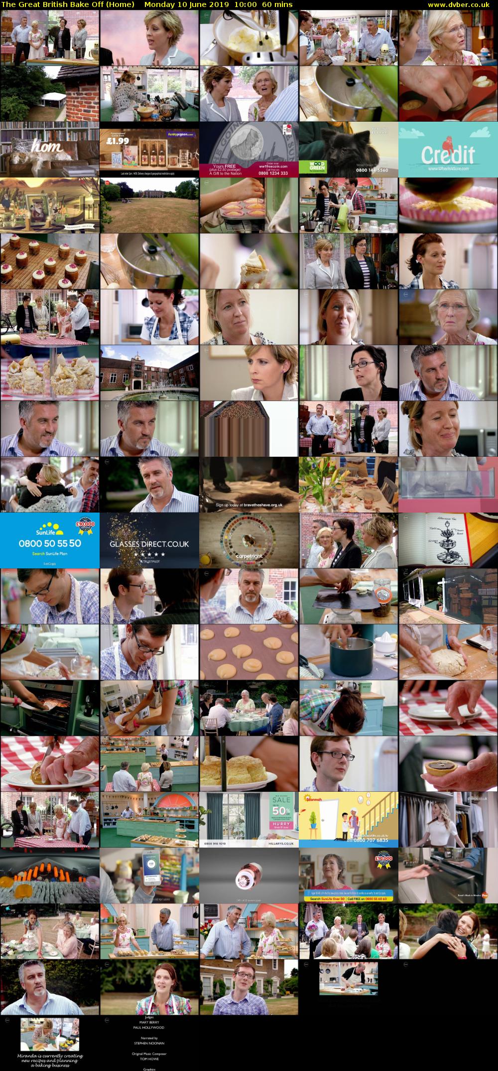 The Great British Bake Off (Home) Monday 10 June 2019 10:00 - 11:00