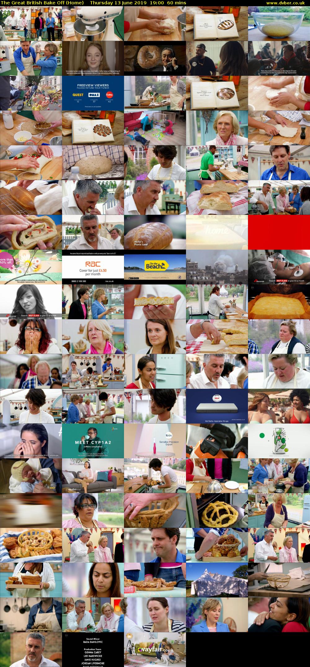 The Great British Bake Off (Home) Thursday 13 June 2019 19:00 - 20:00