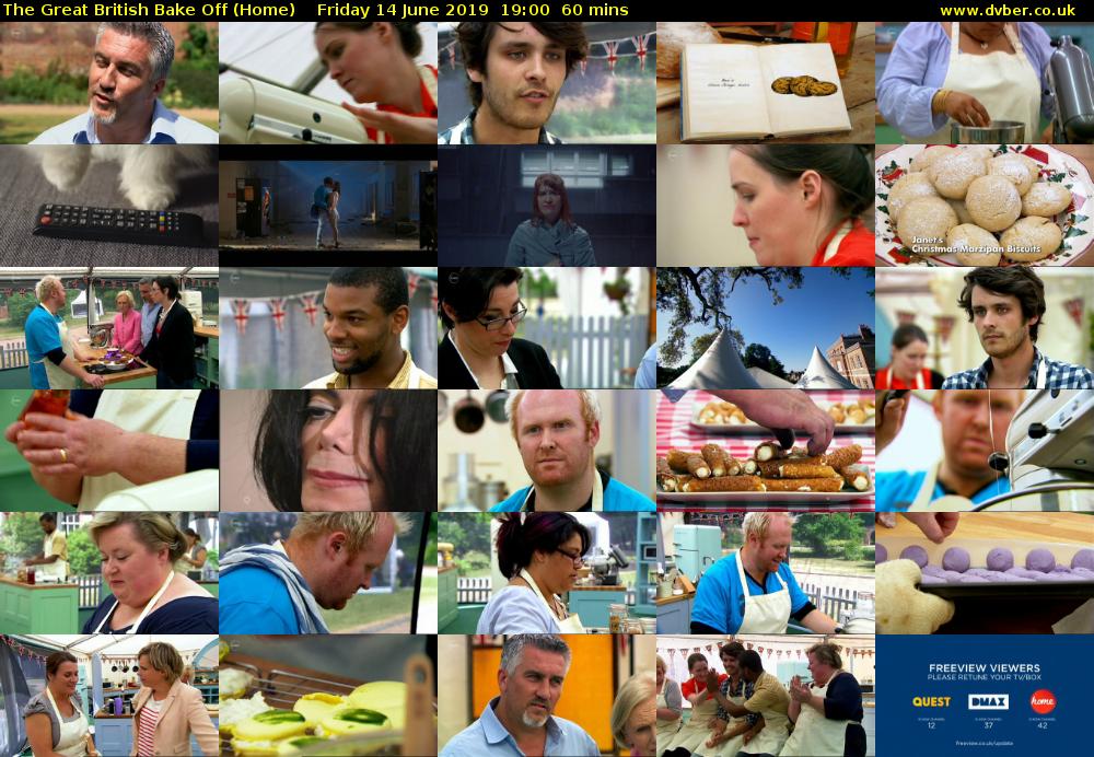The Great British Bake Off (Home) Friday 14 June 2019 19:00 - 20:00