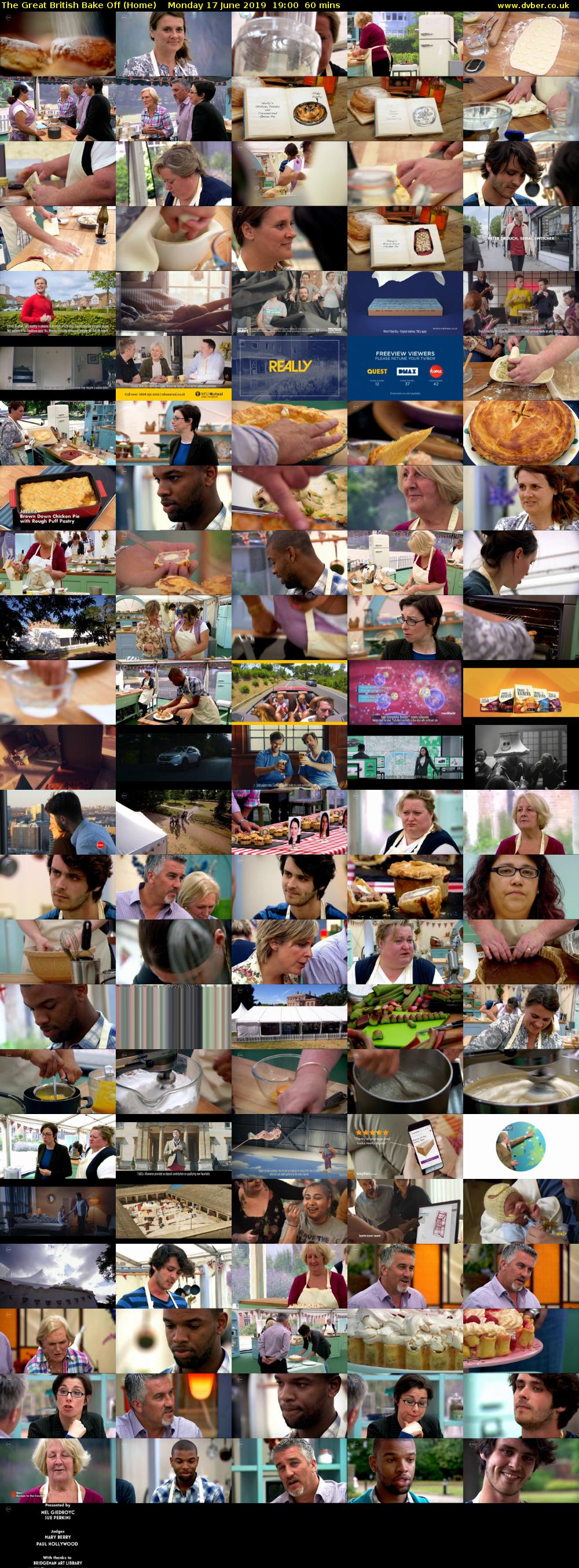 The Great British Bake Off (Home) Monday 17 June 2019 19:00 - 20:00