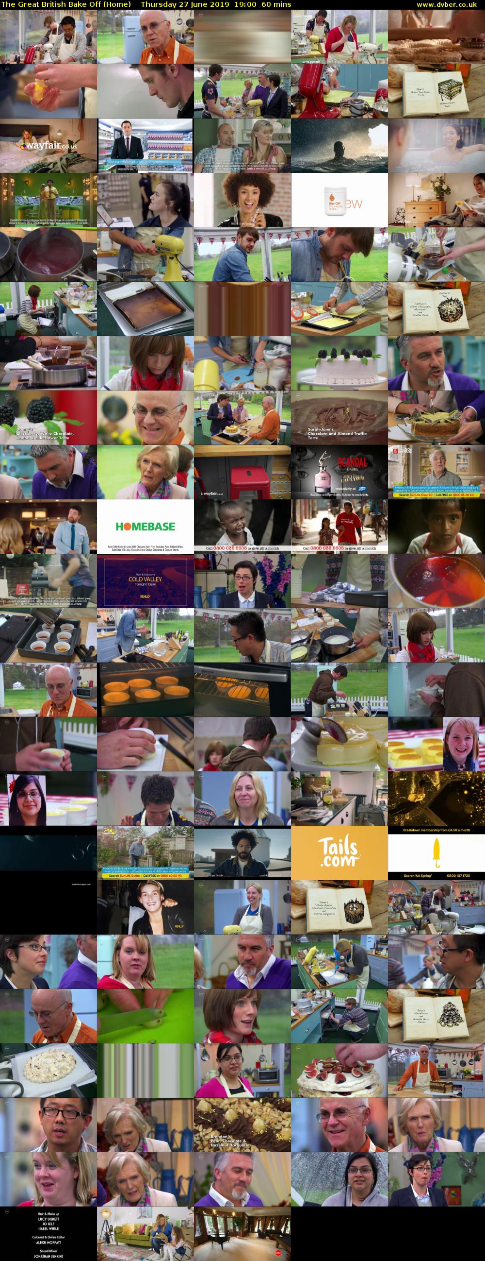 The Great British Bake Off (Home) Thursday 27 June 2019 19:00 - 20:00