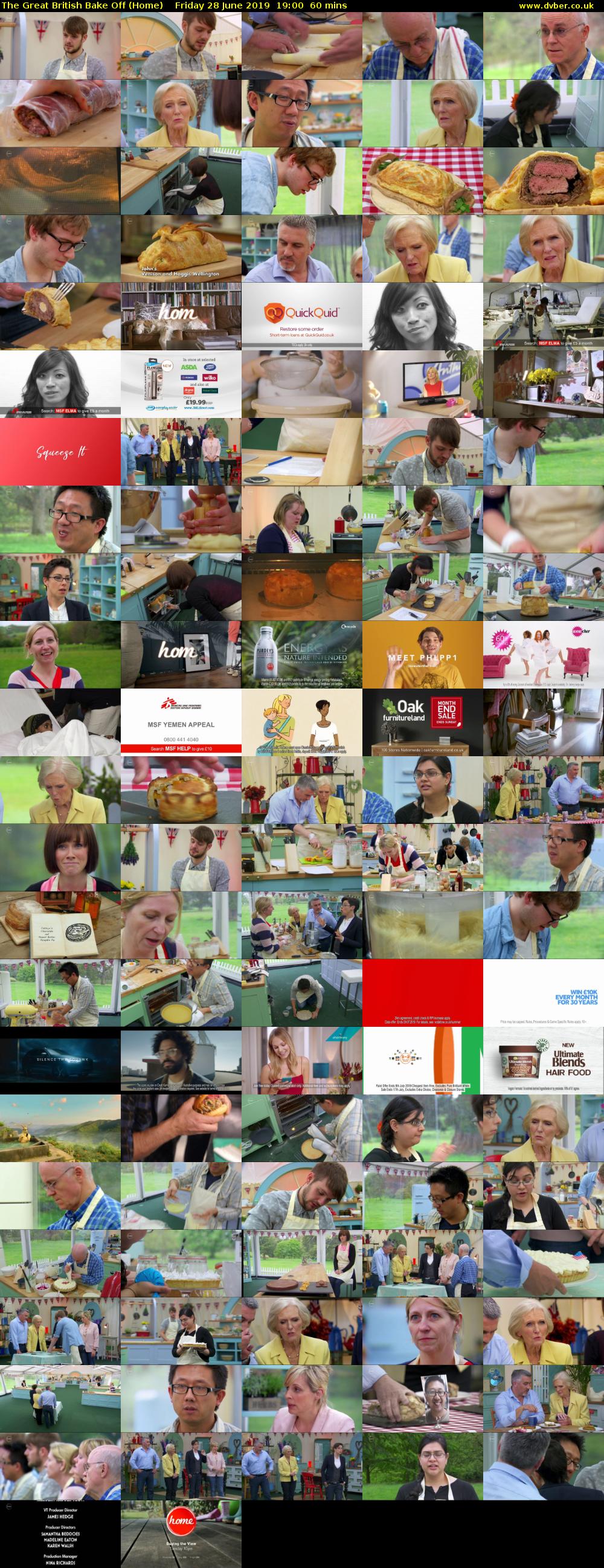 The Great British Bake Off (Home) Friday 28 June 2019 19:00 - 20:00