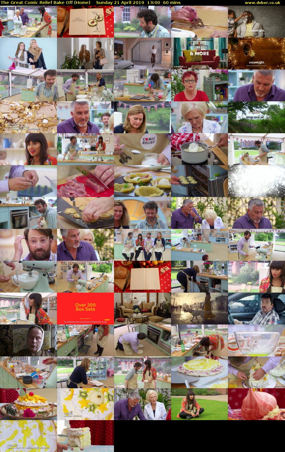 The Great Comic Relief Bake Off (Home) Sunday 21 April 2019 13:00 - 14:00