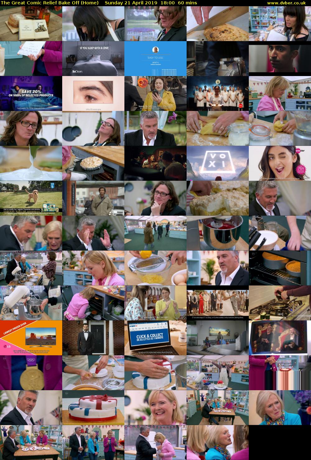 The Great Comic Relief Bake Off (Home) Sunday 21 April 2019 18:00 - 19:00