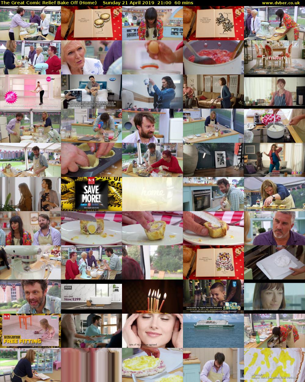 The Great Comic Relief Bake Off (Home) Sunday 21 April 2019 21:00 - 22:00