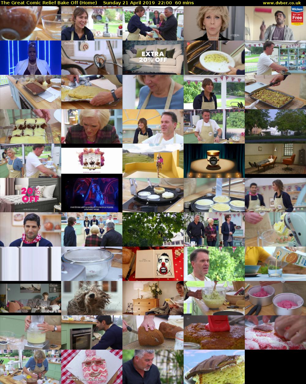 The Great Comic Relief Bake Off (Home) Sunday 21 April 2019 22:00 - 23:00