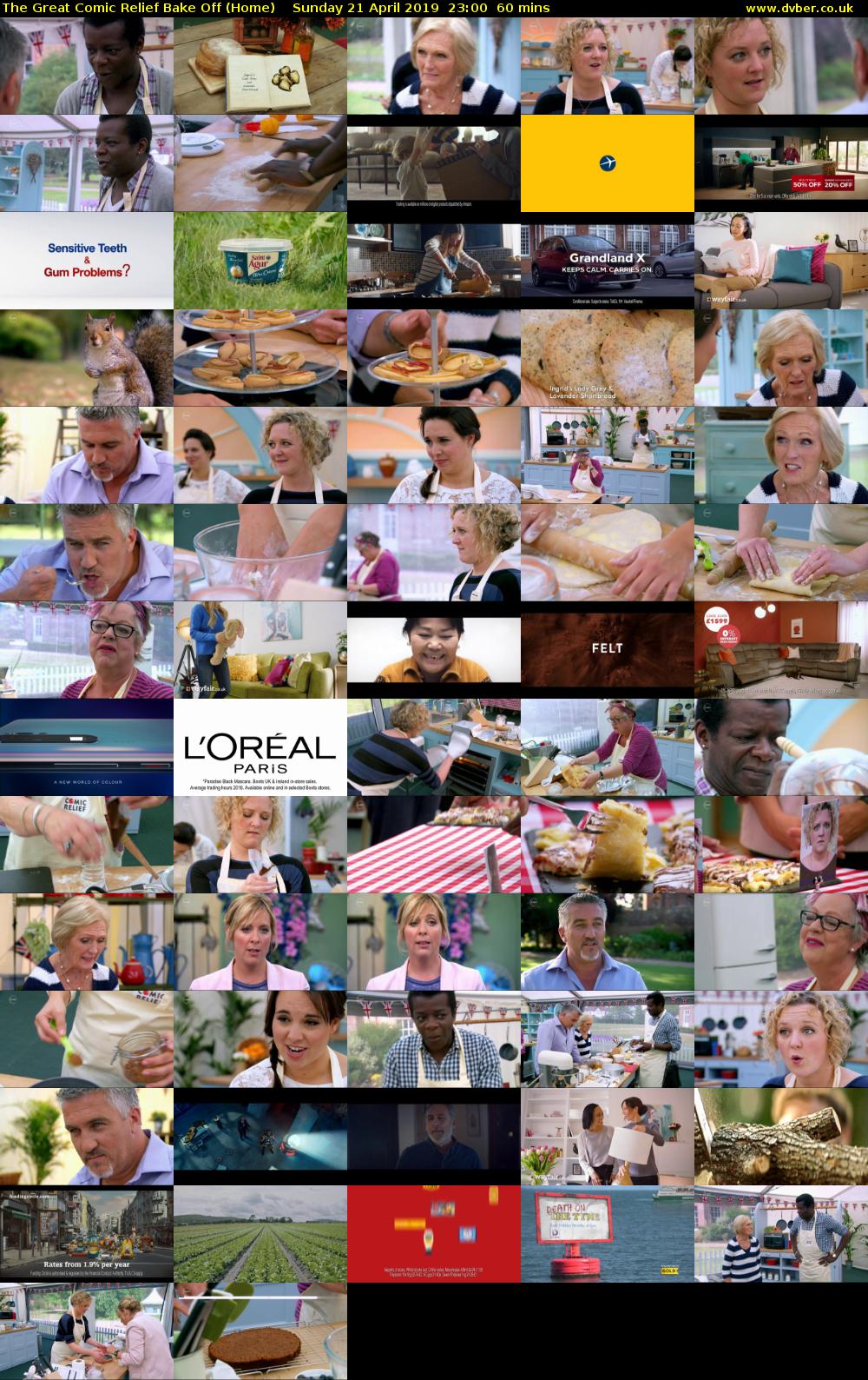 The Great Comic Relief Bake Off (Home) Sunday 21 April 2019 23:00 - 00:00