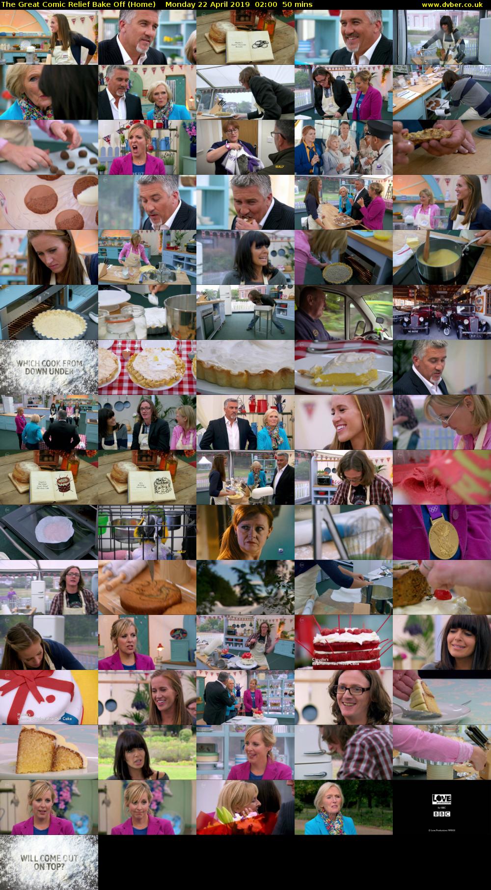 The Great Comic Relief Bake Off (Home) Monday 22 April 2019 02:00 - 02:50
