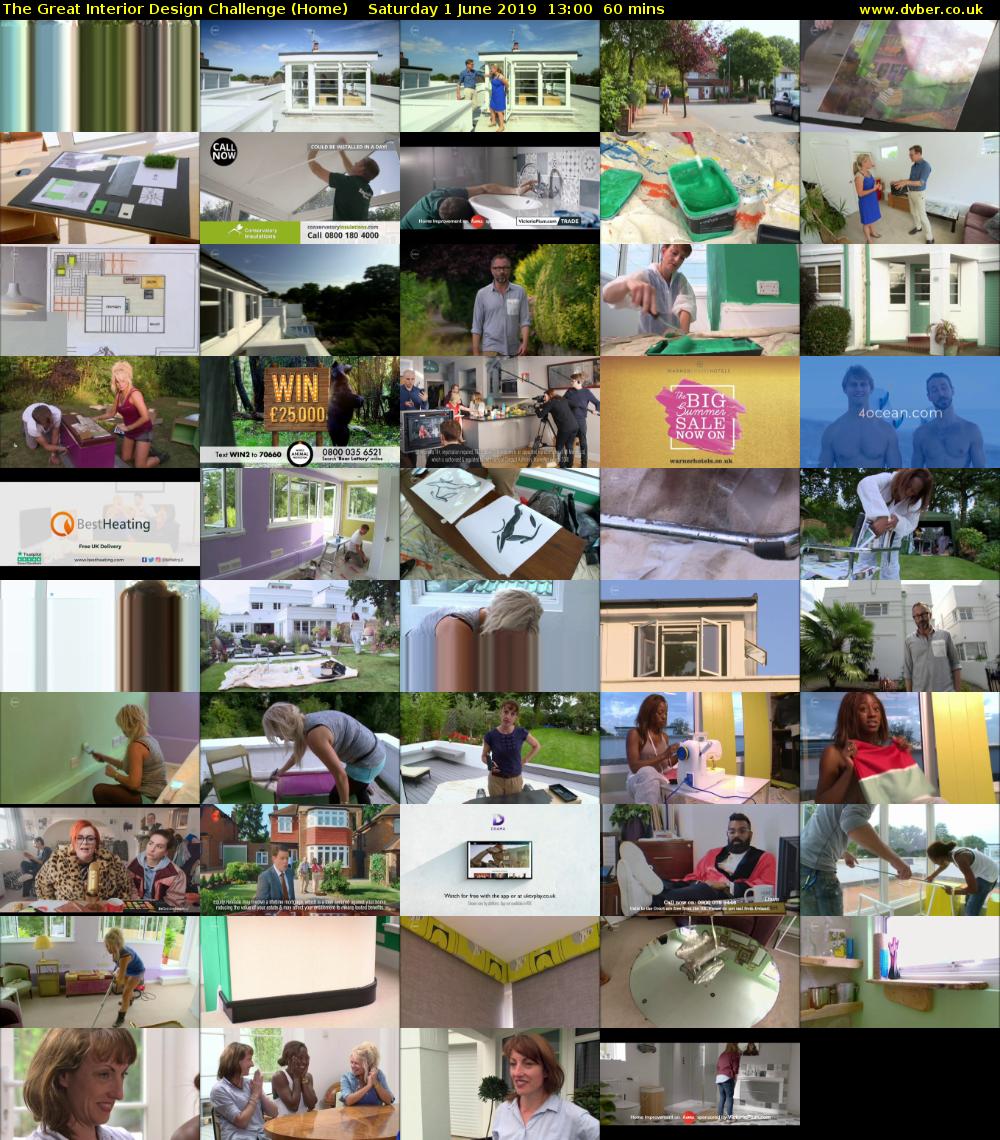 The Great Interior Design Challenge (Home) Saturday 1 June 2019 13:00 - 14:00