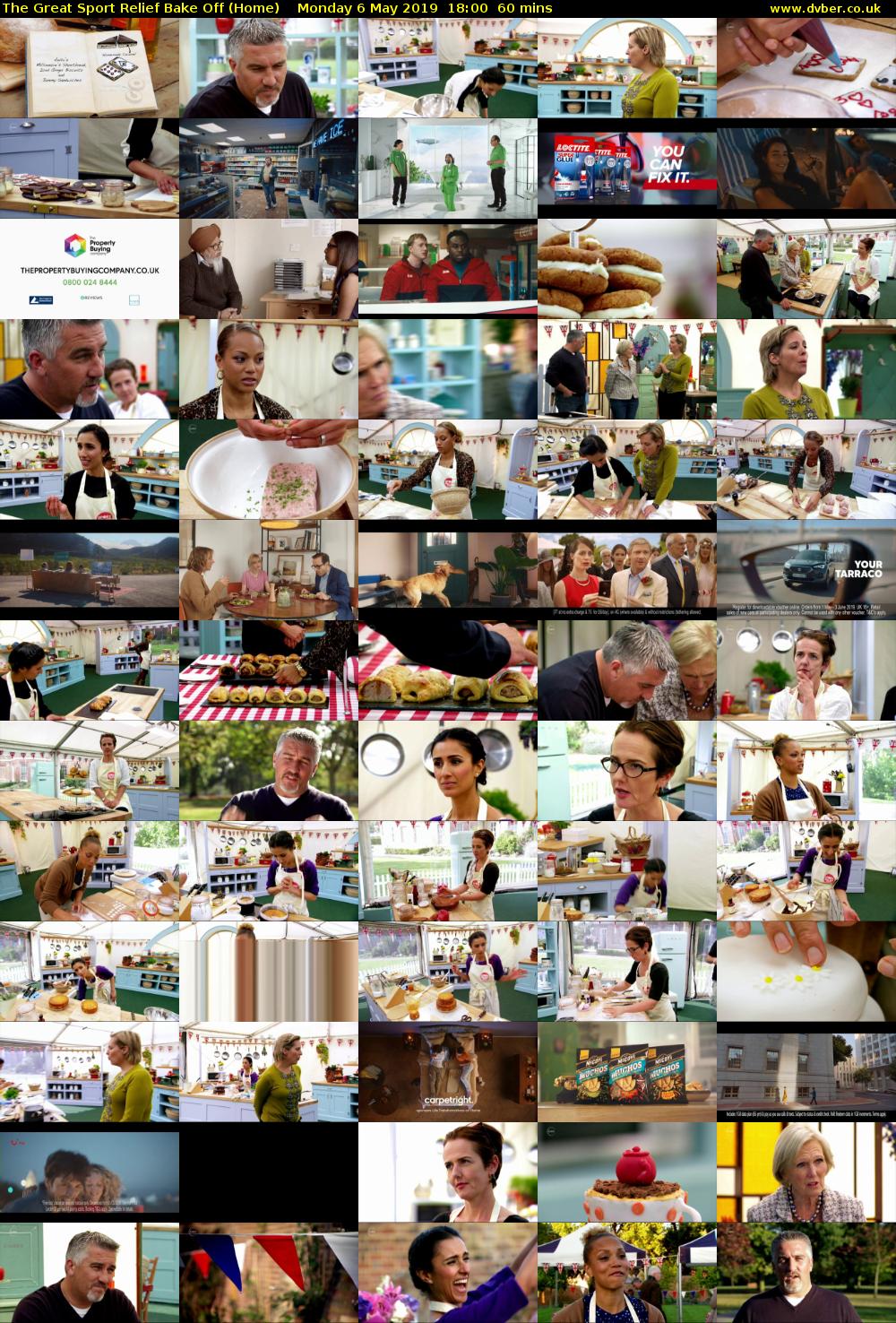 The Great Sport Relief Bake Off (Home) Monday 6 May 2019 18:00 - 19:00