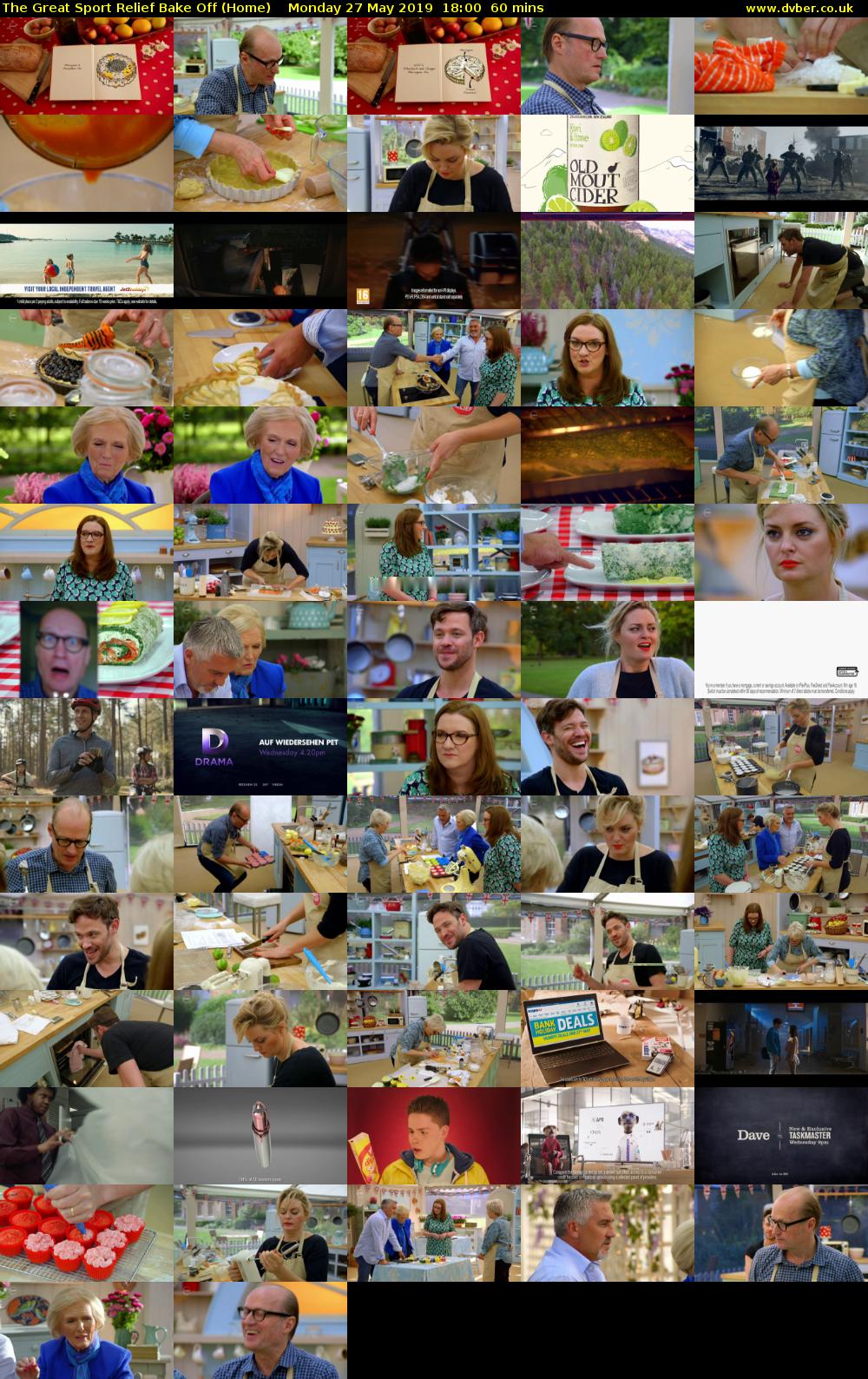 The Great Sport Relief Bake Off (Home) Monday 27 May 2019 18:00 - 19:00