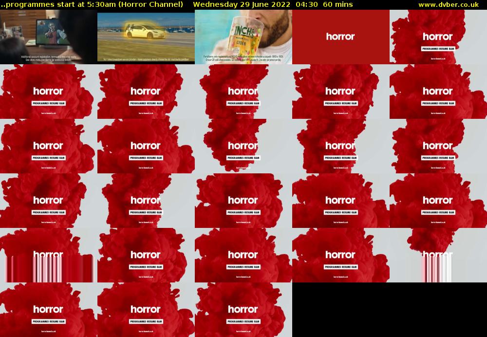 ..programmes start at 5:30am (Horror Channel) Wednesday 29 June 2022 04:30 - 05:30