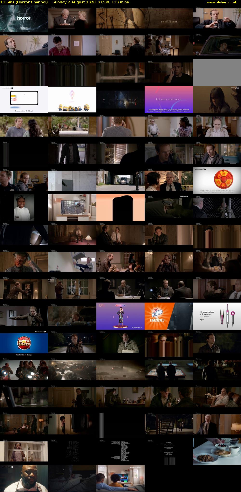 13 Sins (Horror Channel) Sunday 2 August 2020 21:00 - 22:50