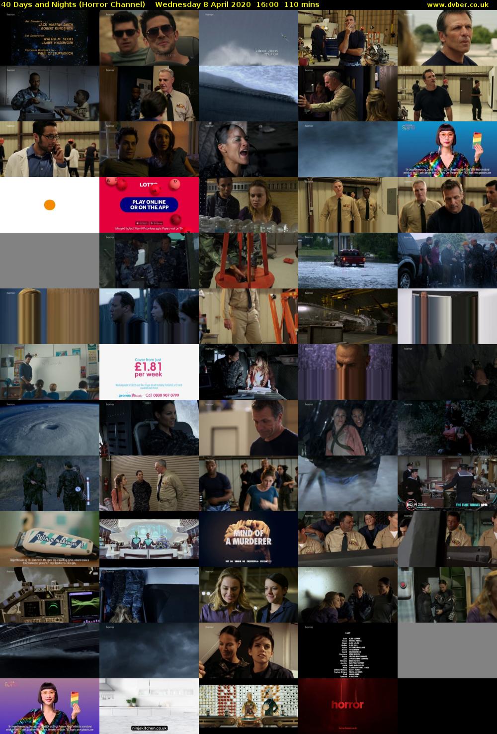 40 Days and Nights (Horror Channel) Wednesday 8 April 2020 16:00 - 17:50