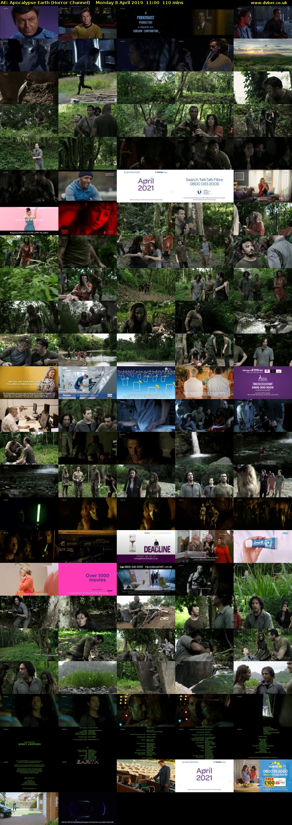 AE: Apocalypse Earth (Horror Channel) Monday 8 April 2019 11:00 - 12:50