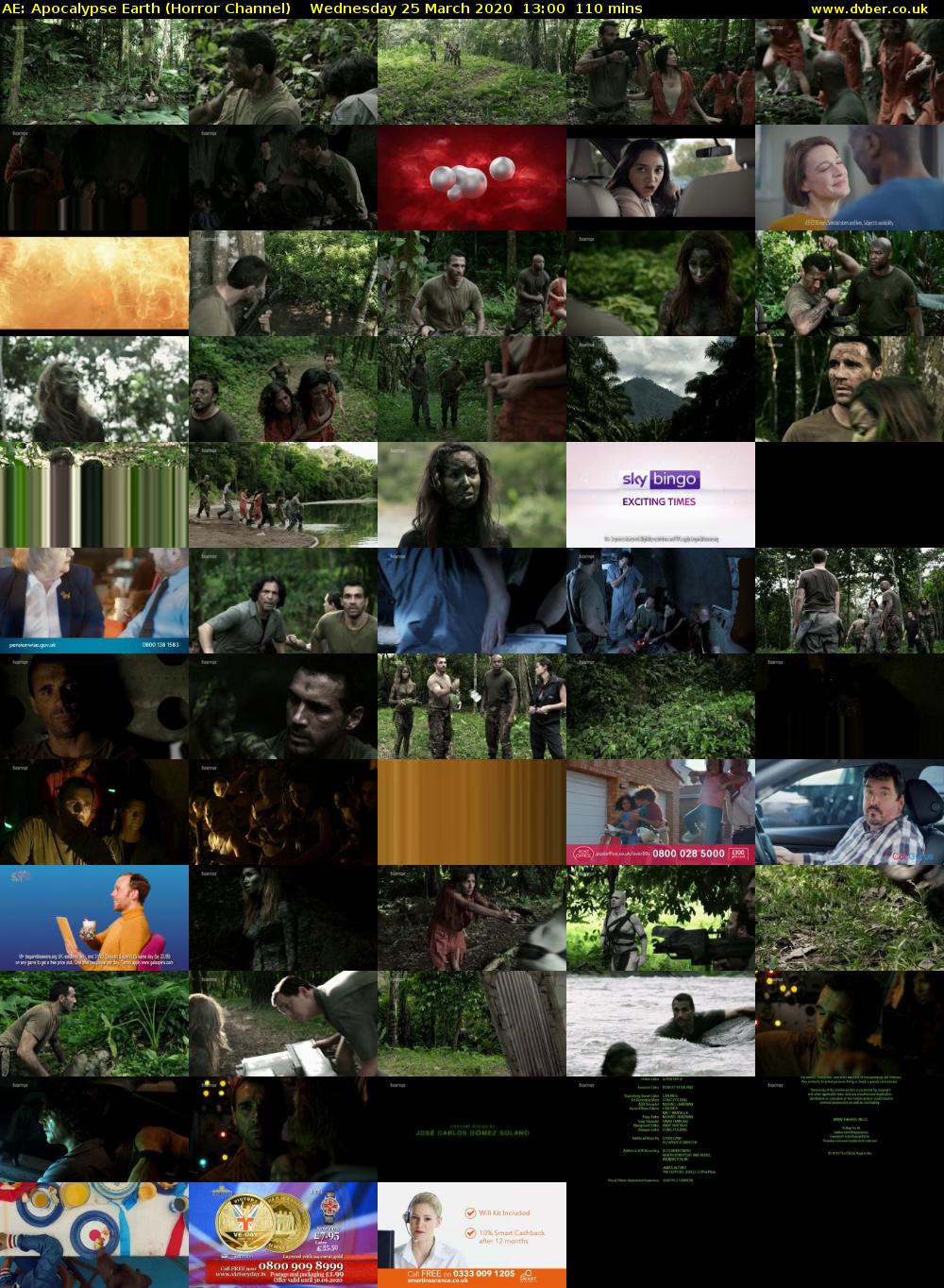 AE: Apocalypse Earth (Horror Channel) Wednesday 25 March 2020 13:00 - 14:50