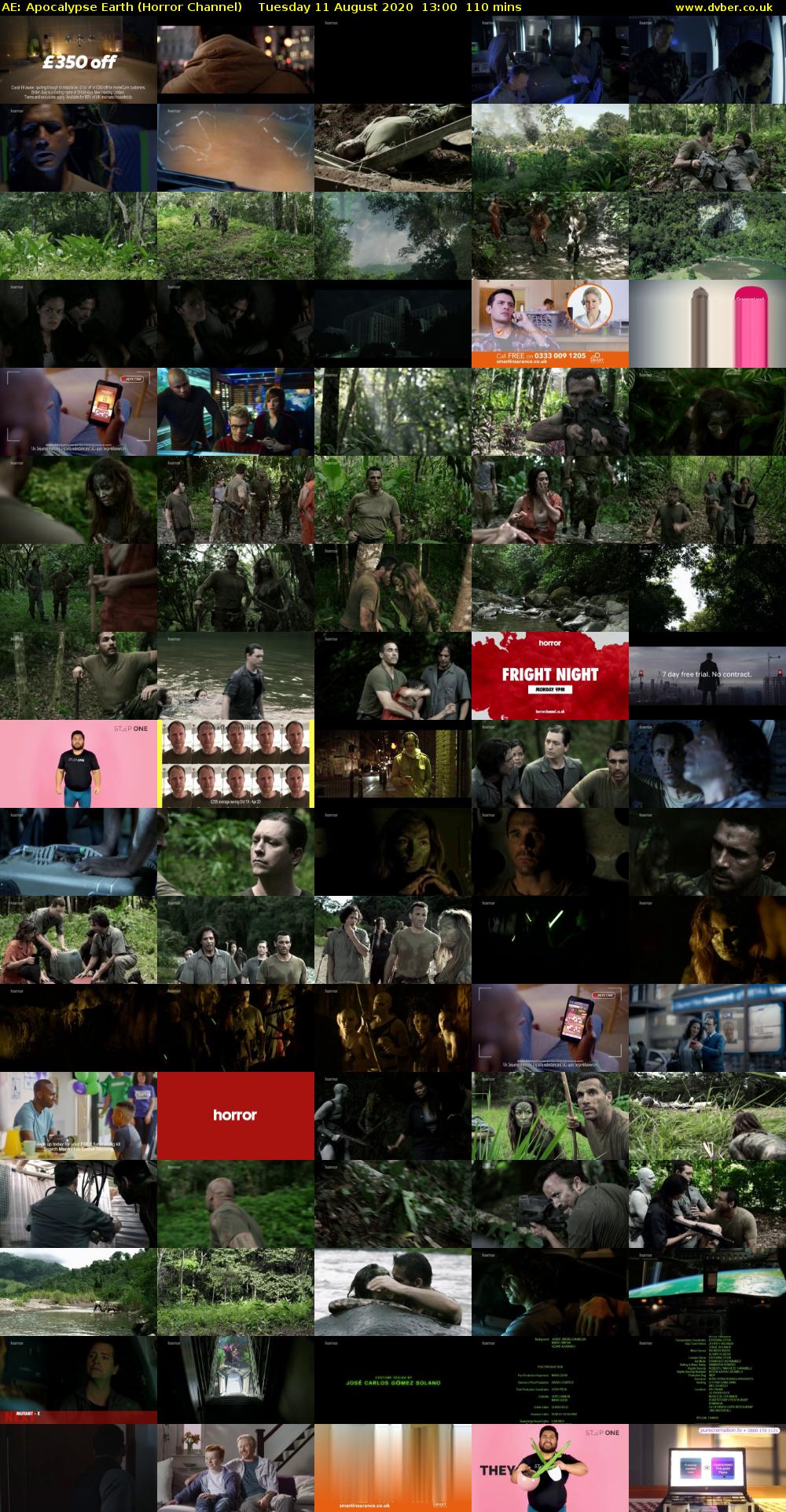 AE: Apocalypse Earth (Horror Channel) Tuesday 11 August 2020 13:00 - 14:50