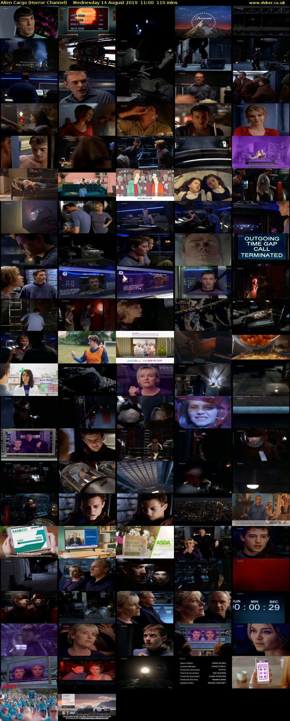 Alien Cargo (Horror Channel) Wednesday 14 August 2019 11:00 - 12:50
