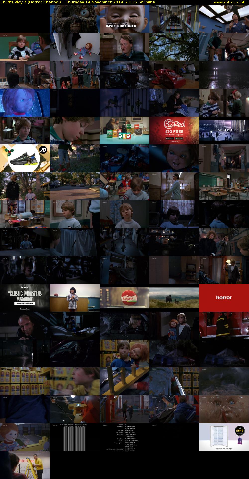 Child's Play 2 (Horror Channel) Thursday 14 November 2019 23:15 - 00:50