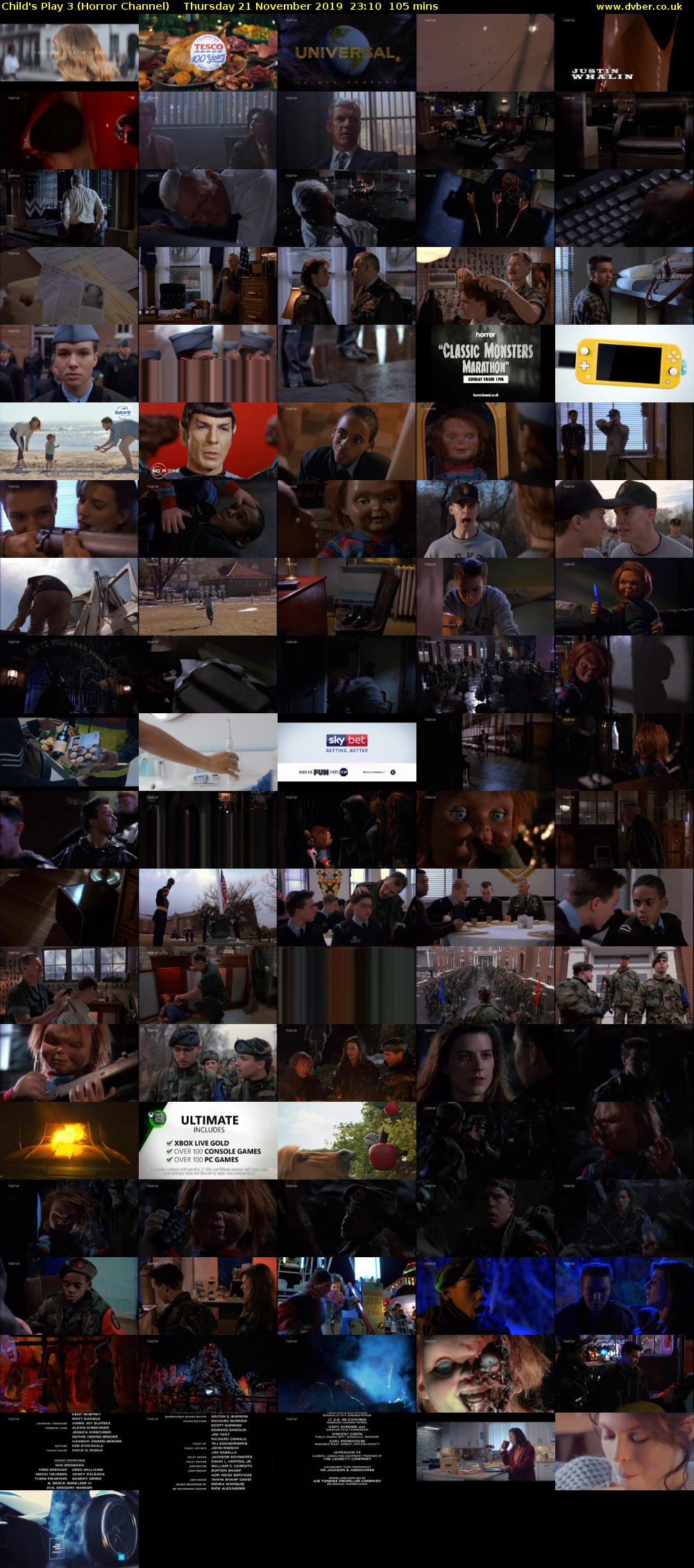 Child's Play 3 (Horror Channel) Thursday 21 November 2019 23:10 - 00:55