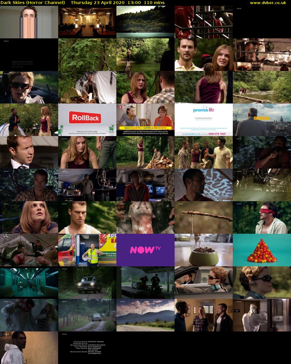 Dark Skies (Horror Channel) Thursday 23 April 2020 13:00 - 14:50