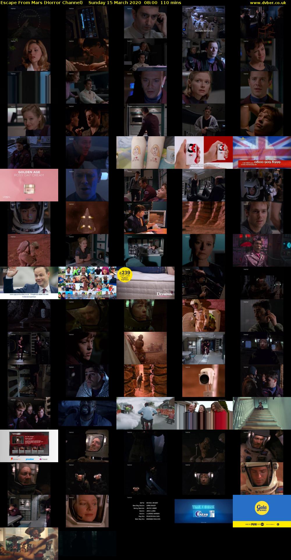 Escape From Mars (Horror Channel) Sunday 15 March 2020 08:00 - 09:50