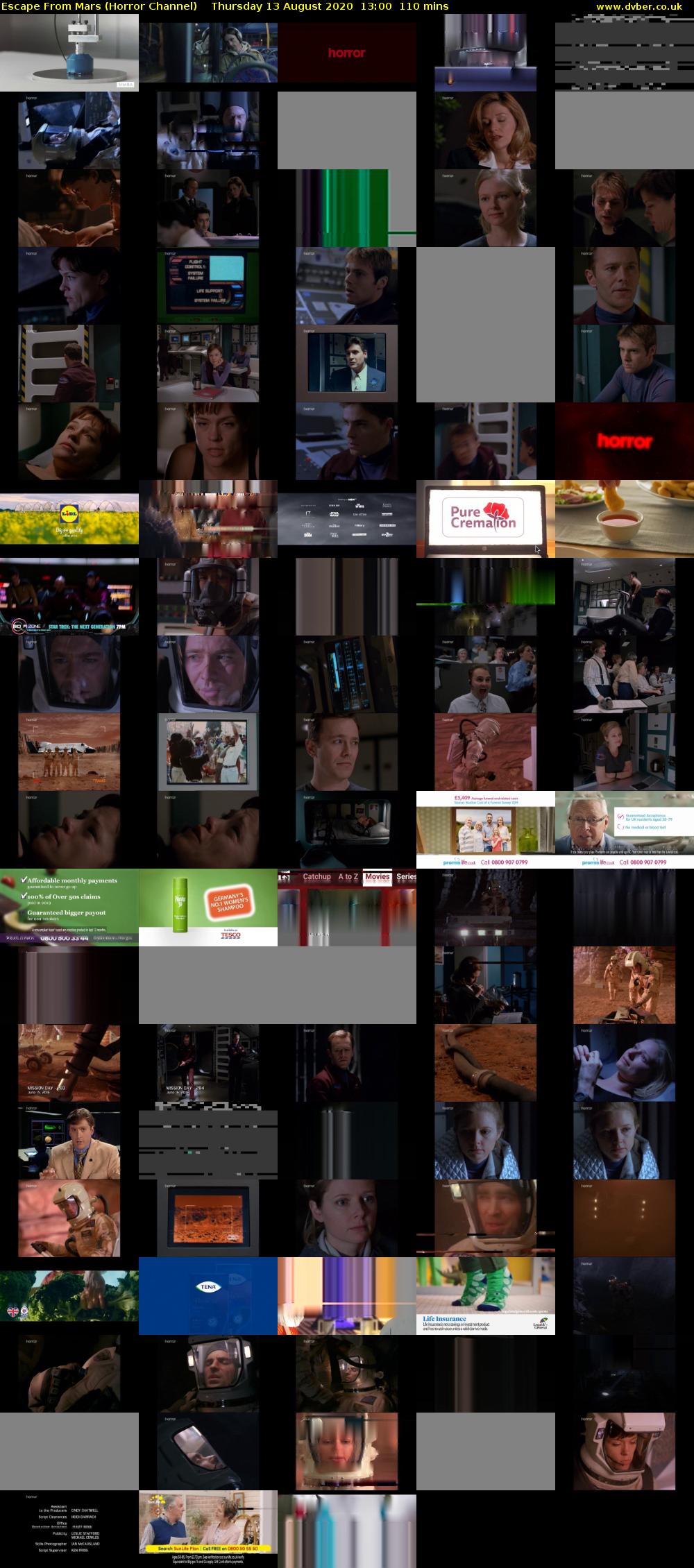 Escape From Mars (Horror Channel) Thursday 13 August 2020 13:00 - 14:50