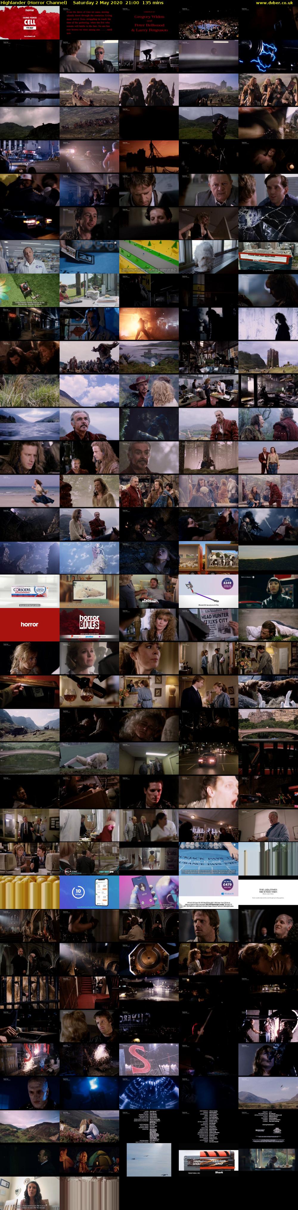 Highlander (Horror Channel) Saturday 2 May 2020 21:00 - 23:15