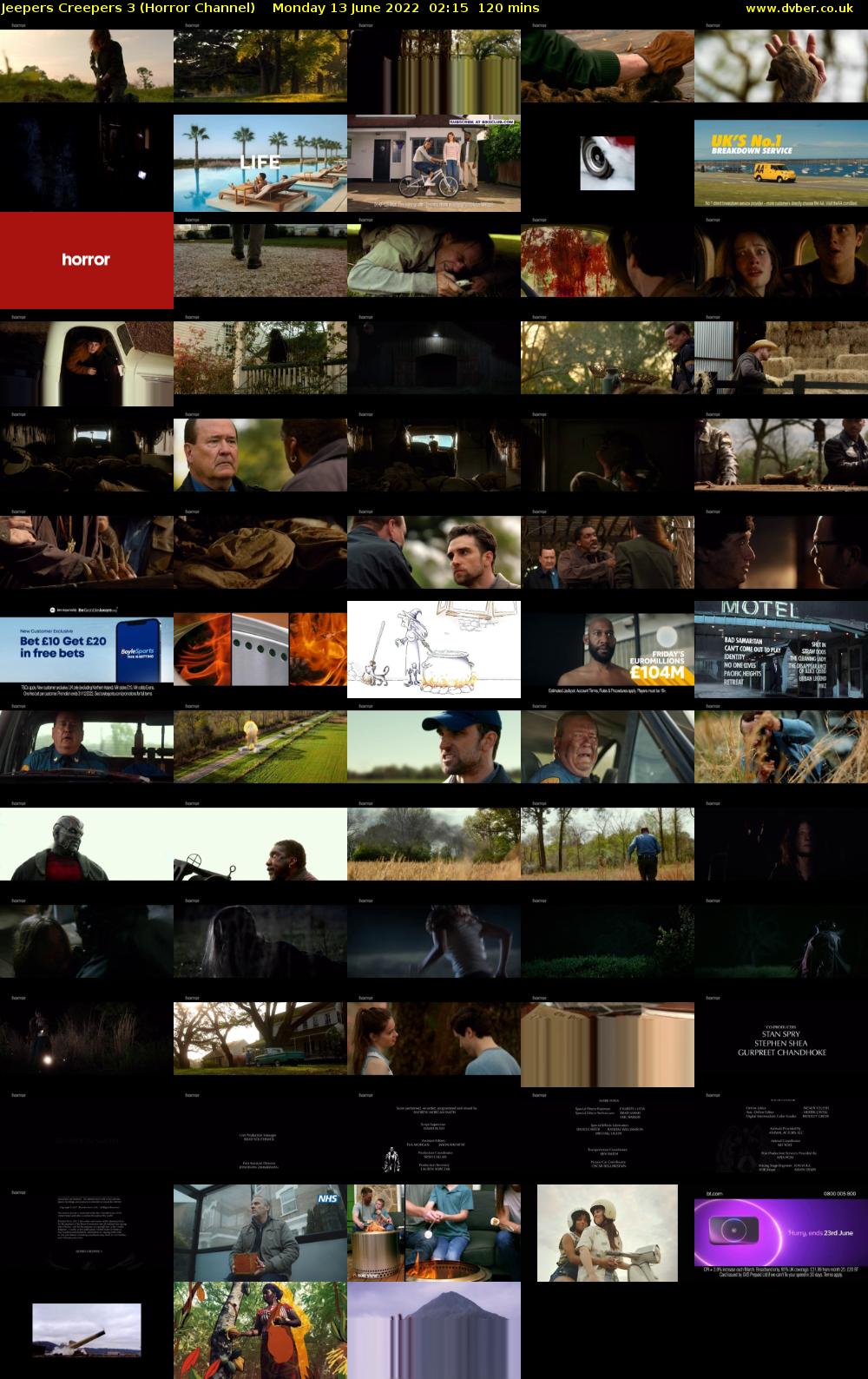 Jeepers Creepers 3 (Horror Channel) Monday 13 June 2022 02:15 - 04:15
