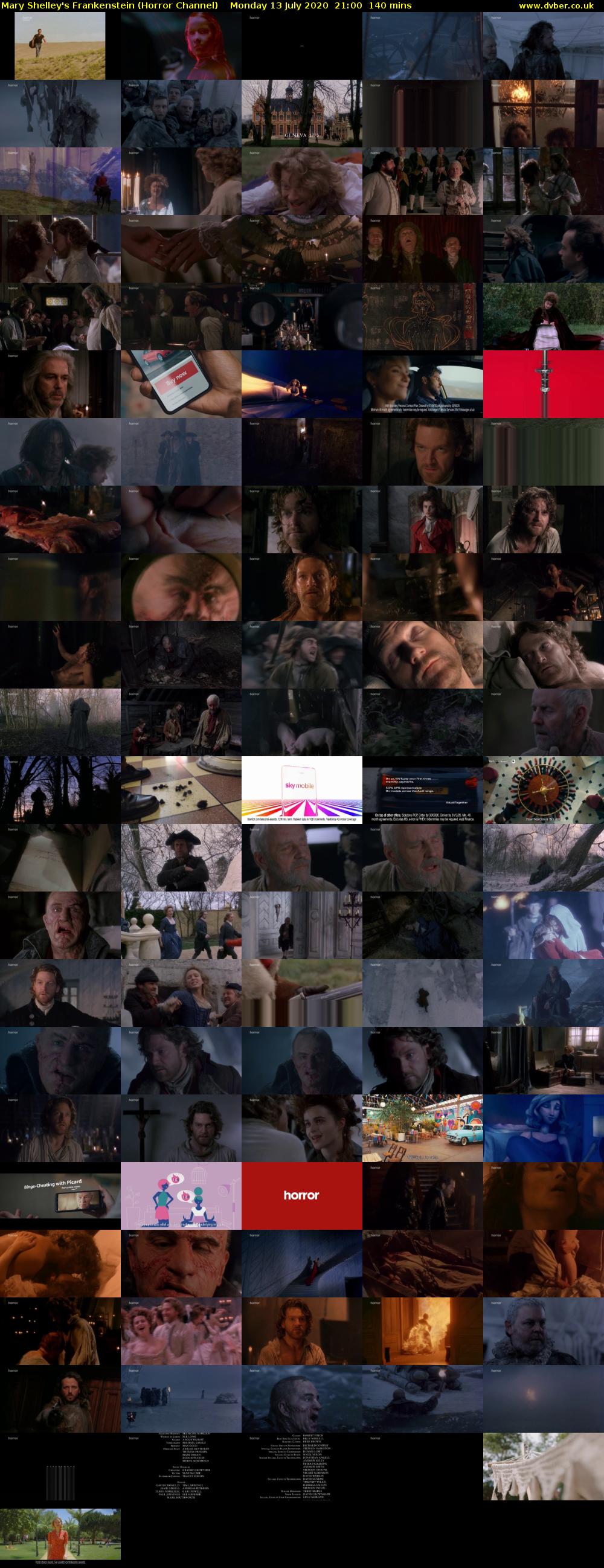 Mary Shelley's Frankenstein (Horror Channel) Monday 13 July 2020 21:00 - 23:20