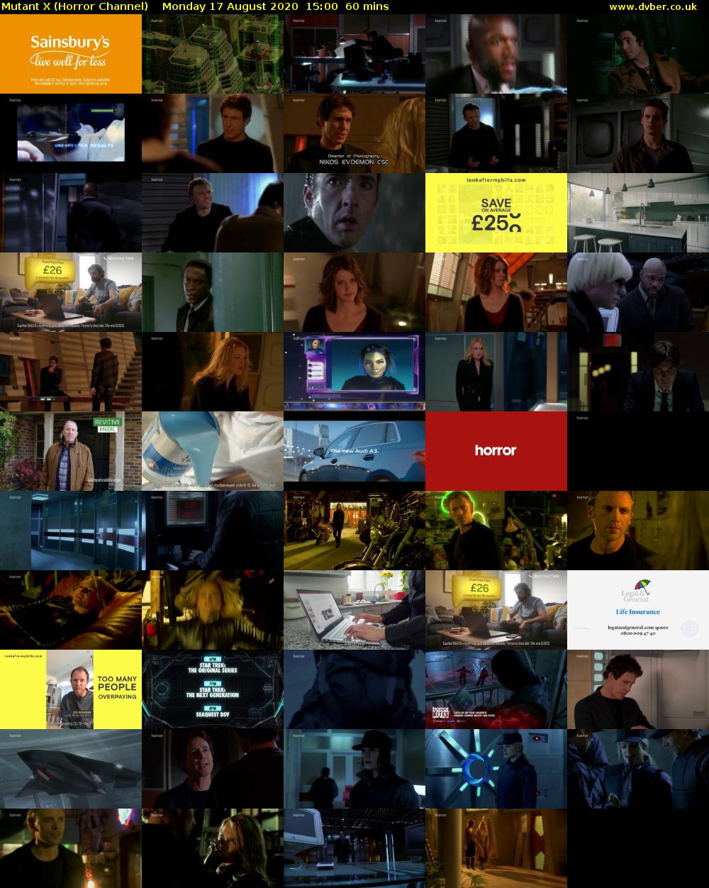 Mutant X (Horror Channel) Monday 17 August 2020 15:00 - 16:00