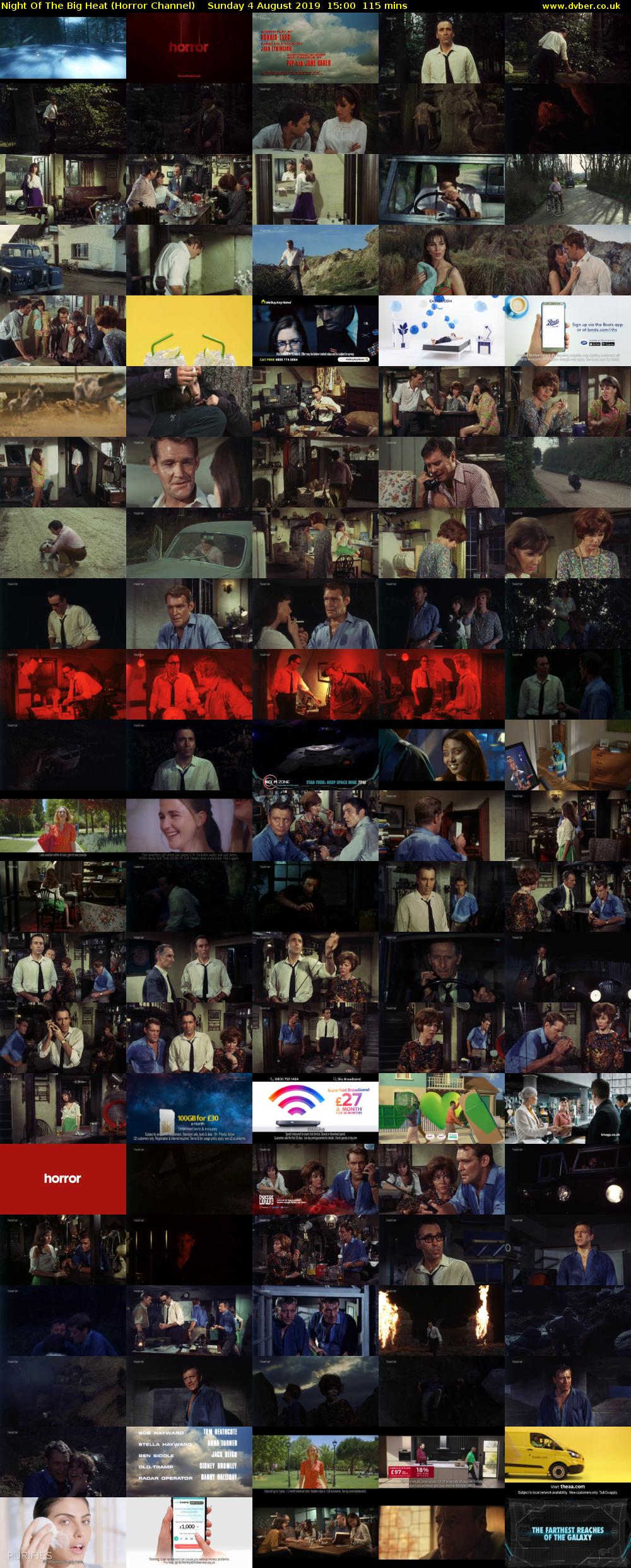 Night Of The Big Heat (Horror Channel) Sunday 4 August 2019 15:00 - 16:55