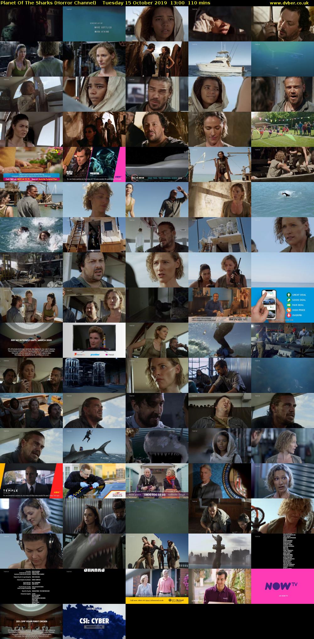 Planet Of The Sharks (Horror Channel) Tuesday 15 October 2019 13:00 - 14:50